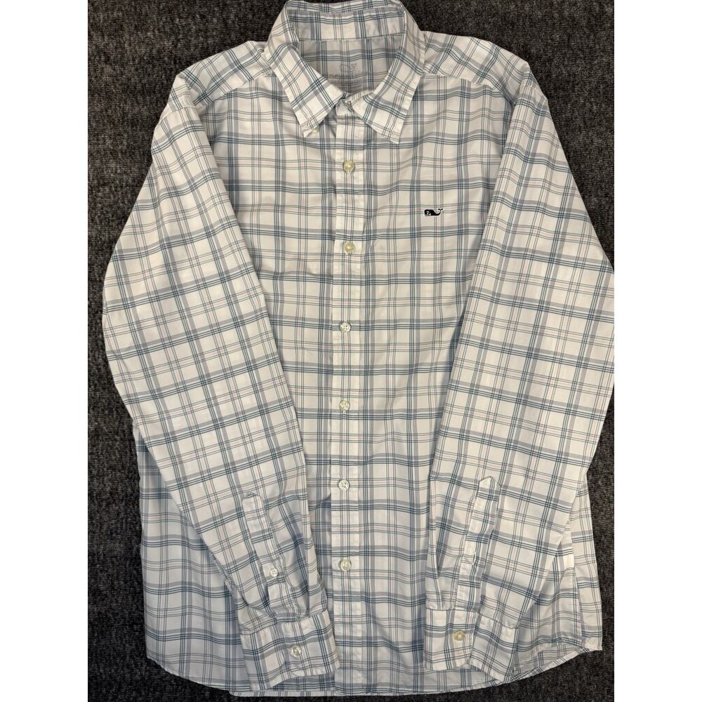 Mens Vineyard Vines Green & Pink Performance Button Up Longlseeve Shirt M